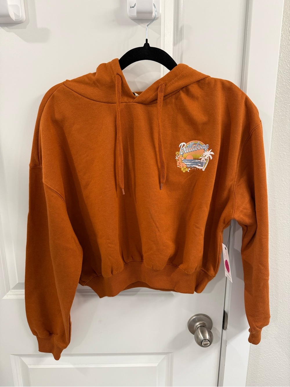XS Billabong Women's Rust Orange Cropped Hoodie Sweater